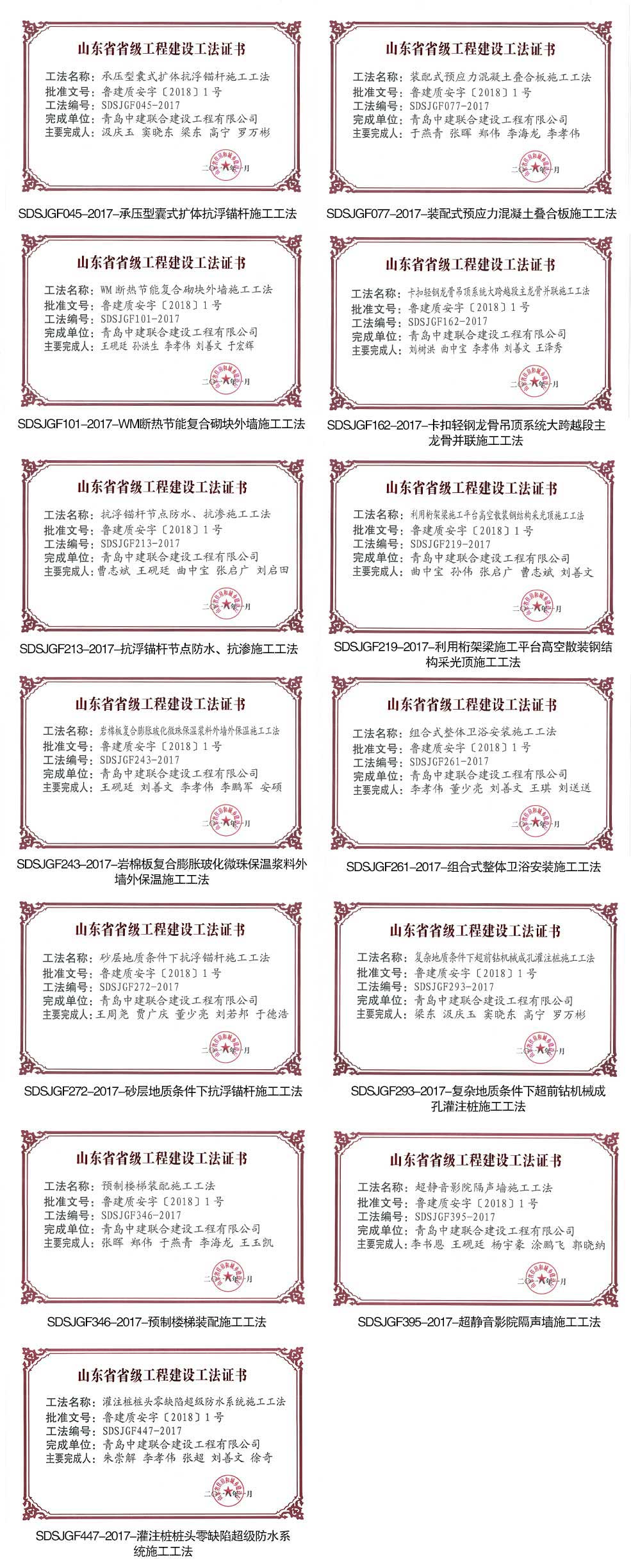 2016-2017工法文件证书(图1)